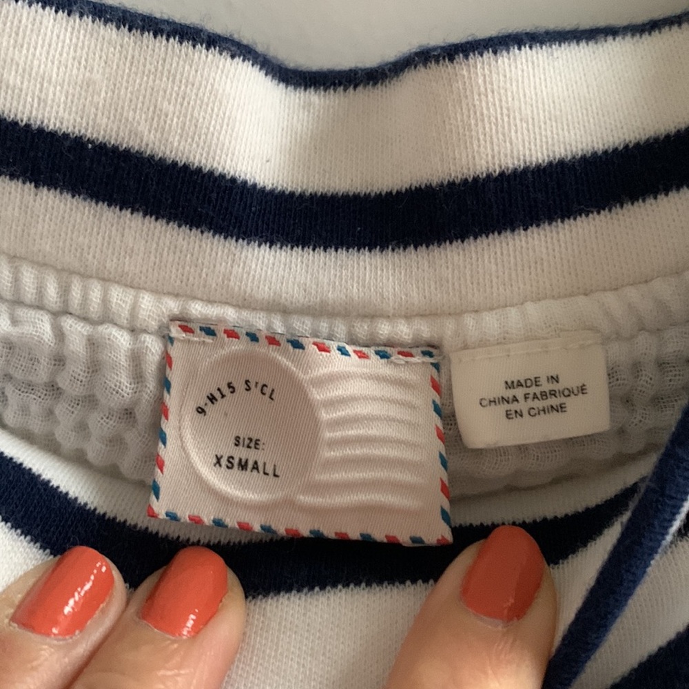 Anthropologie postmark blue striped off the shoulder shirt - Picture 5 of 7